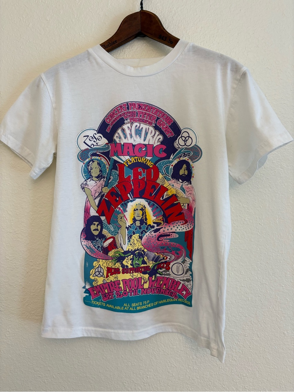Led Zeppelin Graphic Tee Electric Magic Concert Poster Style Cropped Small